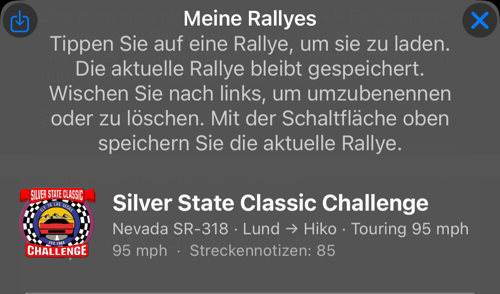 Meine Rallyes mit dem neu gespeicherten Buch
