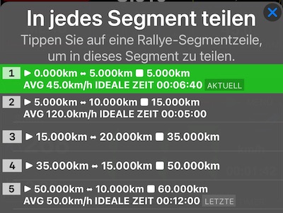 Aktuelles Segment-Menü