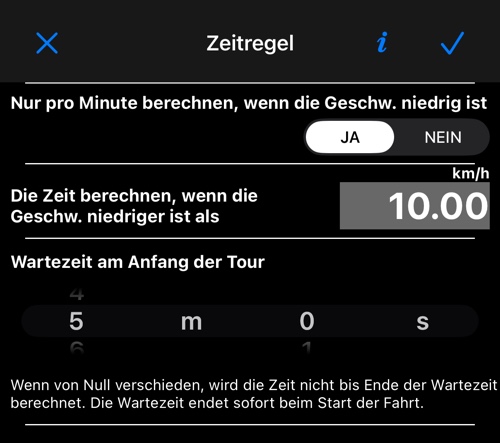 Der Bildschirm Zeitregel