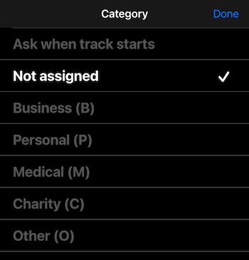 tracking settings, new track category