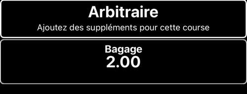 Liste des suppléments avec l&rsquo;entrée Bagage à 2,00