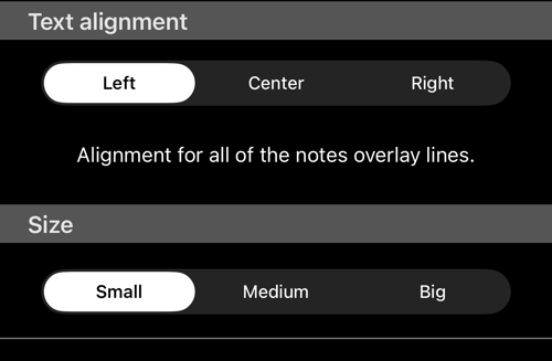 Text alignment Left पर और Size Small पर