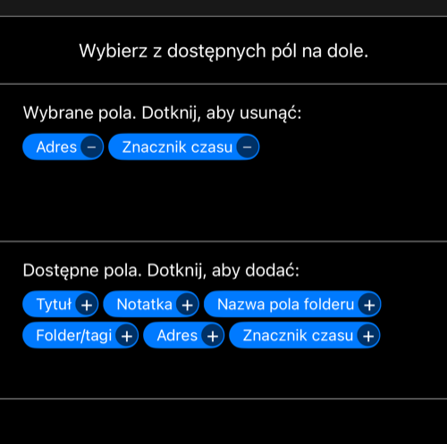 Bieżący edytor wiersza z wybranymi i dostępnymi polami