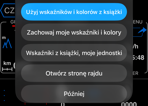 Wczytana książka z opcjami wskaźników, kolorów i jednostek