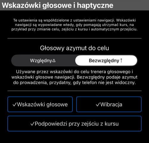 Wskazówki głosowe i haptyczne