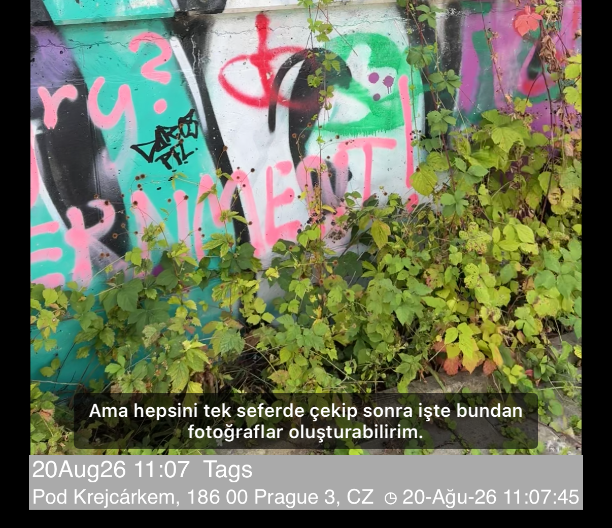 Not ve adres satırlarının üzerinde, videonun üstünde bir altyazı satırıyla oynatma
