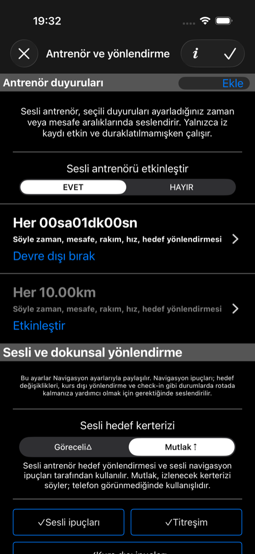 Sesli koç duyuruları