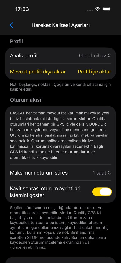 Camera Rig ayarlar ekranı