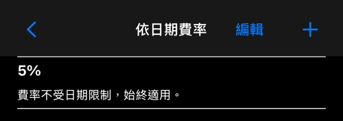 依日期區間列出的稅率