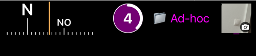 Der untere Rand des Kamerabildschirms während des Countdowns: der Auslöser mit einem Ring und der Zahl 4 darin