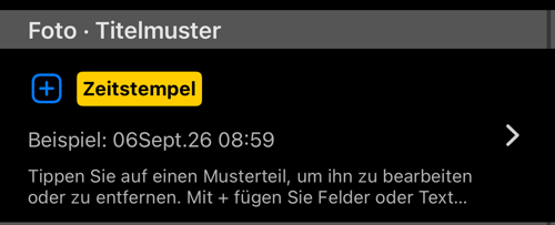 Der Abschnitt Titelmuster: die Musterzeile, ein lebendes Sample und der Hinweis