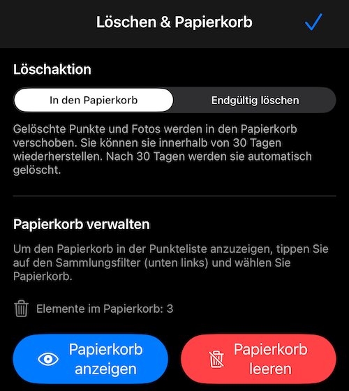 Papierkorb-Einstellungen