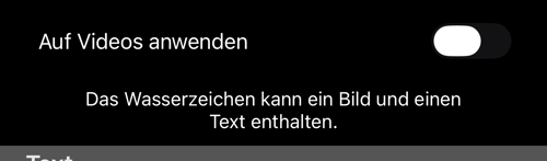 Der auf Video eingegrenzte Editor: ein Schalter, „Auf Videos anwenden“