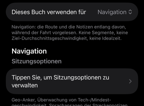 Dieses Buch verwenden für auf Navigation, darunter die Sitzungsoptionen