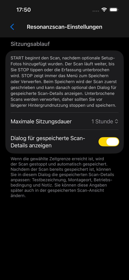 Resonanzmessung Einstellungen
