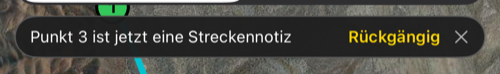 Die Meldung nach einer Notiz an einem Punkt, mit Rückgängig