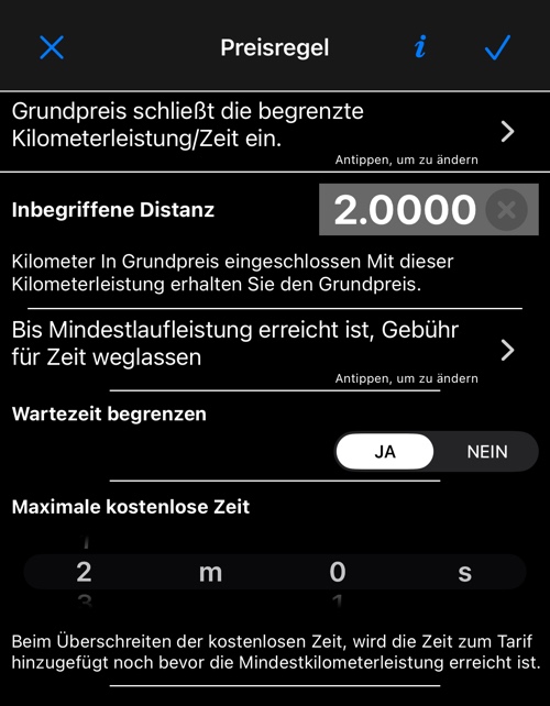 Grundpreis bietet begrenzte Kilometerleistung. — Preisregel
