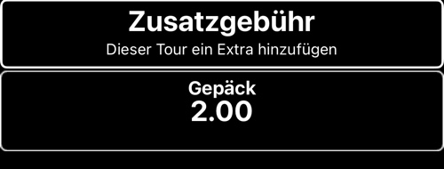 Extras-Liste mit dem Eintrag Gepäck über 2,00