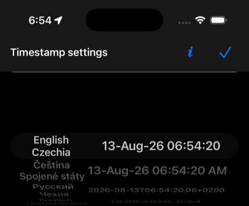 Current Timestamp settings picker