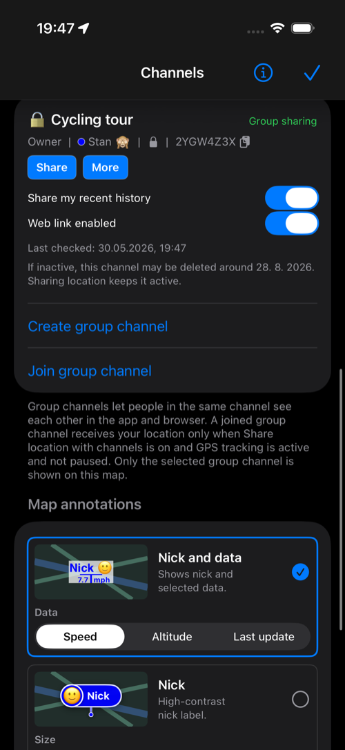 Group channel settings