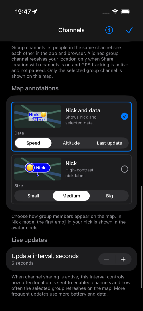 Map annotation settings