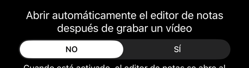 La misma pantalla con Vídeo seleccionado