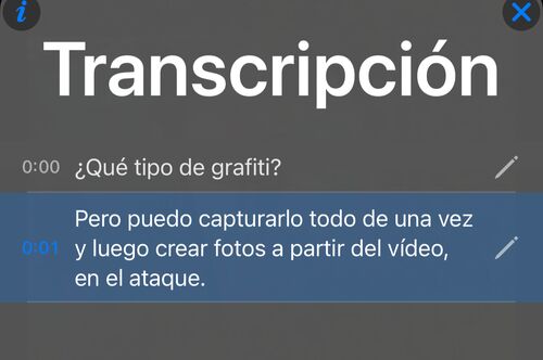 Transcripción recién reconocida con la primera línea mal entendida y la última palabra equivocada