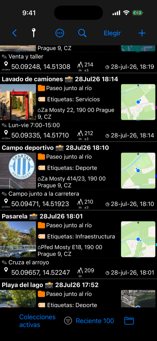 Point list where terrain-filled altitude shows clean while GPS altitudes keep their accuracy
