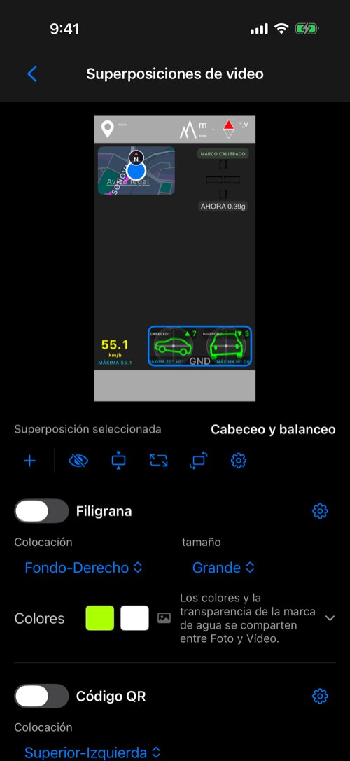 Editor con Mapa arriba a la izquierda, Cruz G arriba a la derecha, Velocidad abajo a la izquierda y Cabeceo y balanceo abajo a la derecha