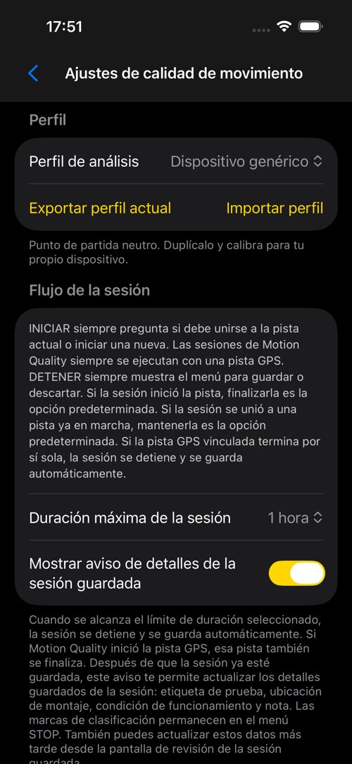 Pantalla de ajustes de Camera Rig