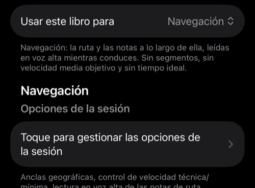 Usar este libro para en Navegación, con las Opciones de la sesión debajo