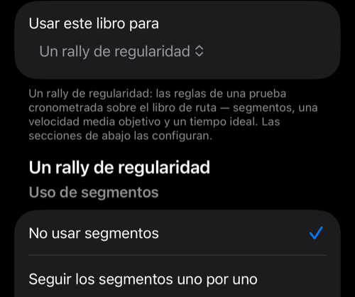 Usar este libro para en Un rally de regularidad, con el Uso de segmentos debajo