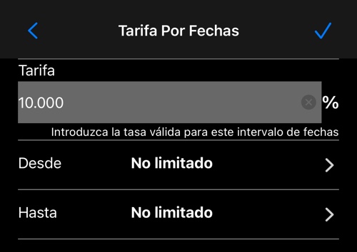 El editor del tipo, con fechas de inicio y fin opcionales