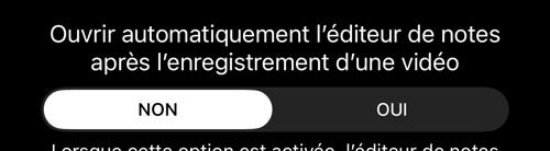 Le même écran avec Vidéo sélectionné