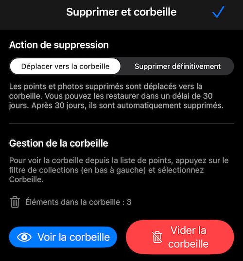 Paramètres de la corbeille