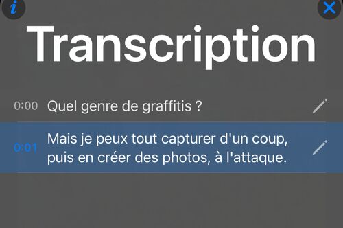 Transcription fraîchement reconnue avec une première ligne mal comprise et un dernier mot erroné