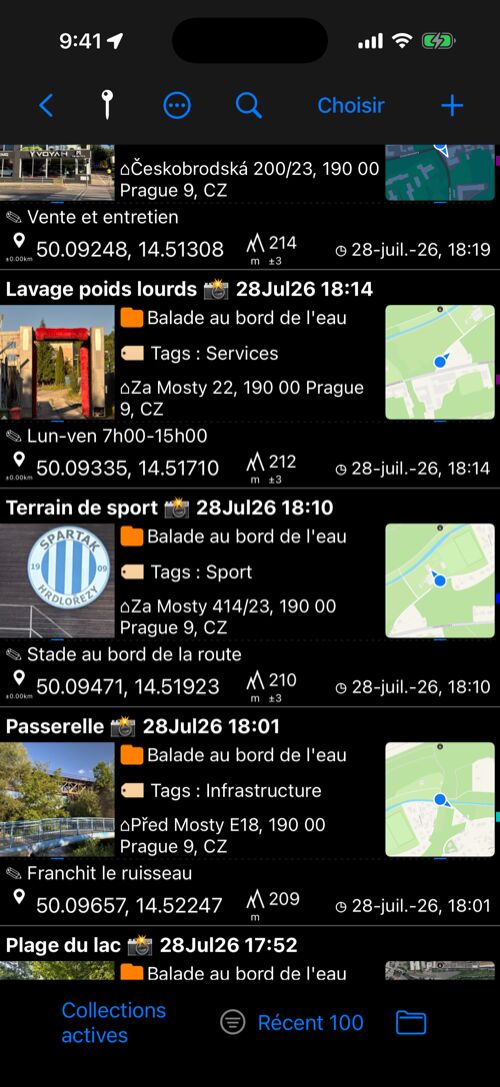 Point list where terrain-filled altitude shows clean while GPS altitudes keep their accuracy