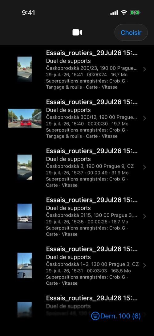 Bibliothèque vidéo avec enregistrements, vignettes, métadonnées et superpositions enregistrées