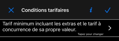 Tarif minimum à concurrence de sa propre valeur — Conditions tarifaires