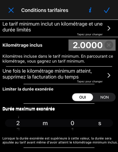 Le tarif minimum ne couvre qu&rsquo;un kilométrage et une durée limités — Conditions tarifaires