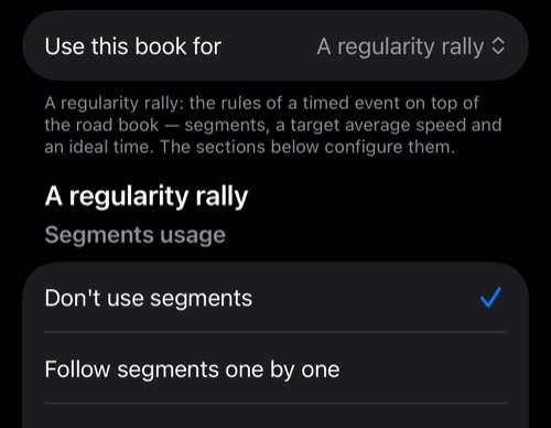 Use this book for को A regularity rally पर रखा गया, नीचे Segments usage