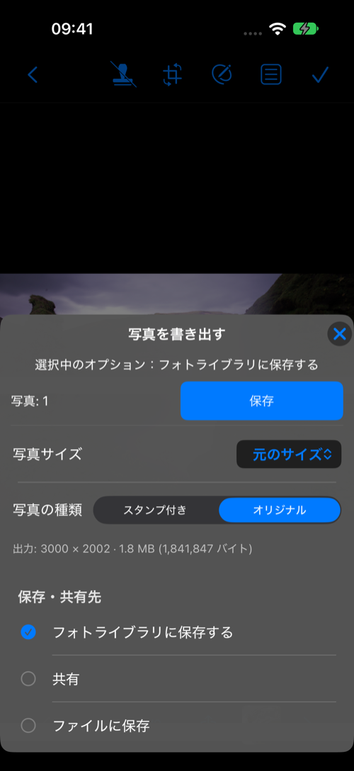 写真の書き出し：サイズ、バージョン、保存先