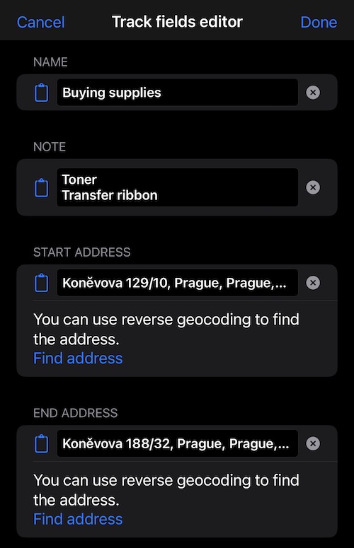 트랙 fields editor screen