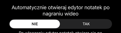Ten sam ekran z wybranym Wideo