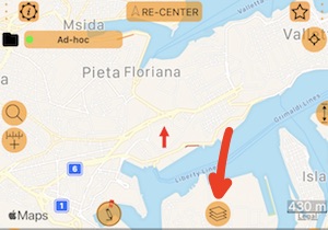 Przycisk warstw mapy