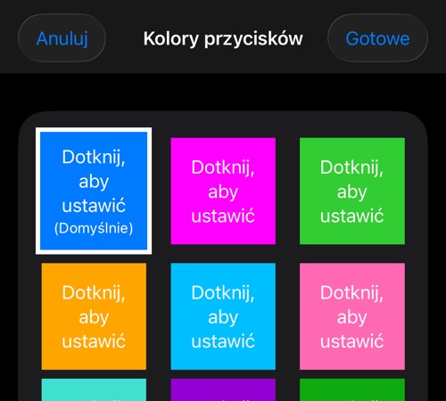 Wybór koloru przycisków aplikacji