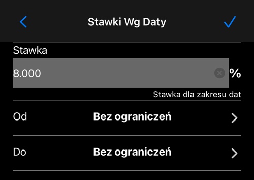 Edytor stawki z opcjonalnymi datami od i do