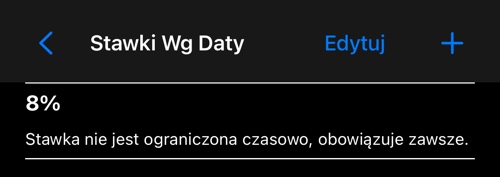 Lista stawek według okresów