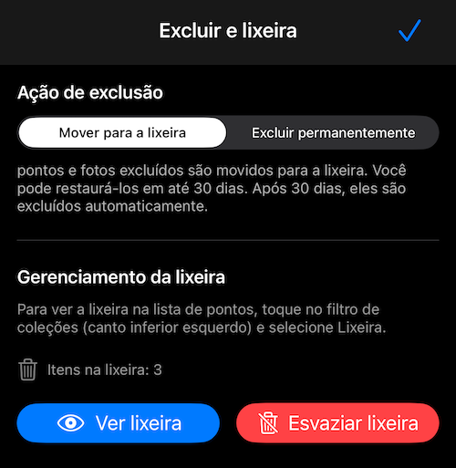Configurações da lixeira