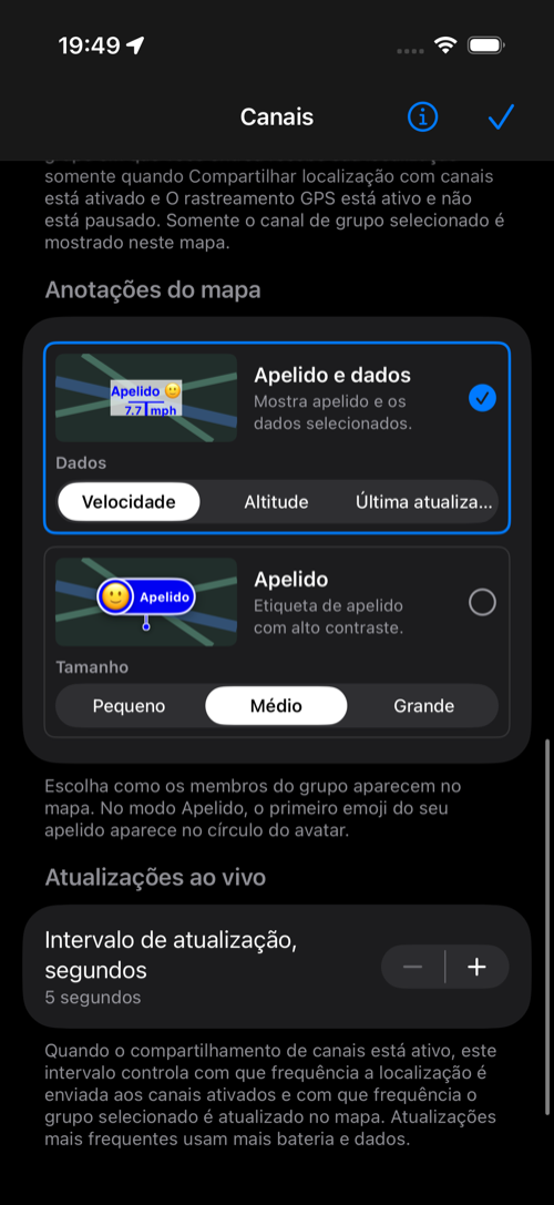Anotações do mapa